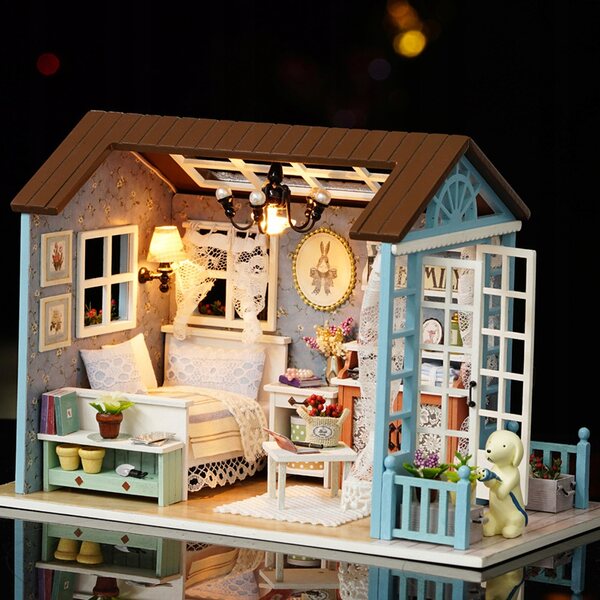 DIY Puppenhaus aus Holz mit LED – Miniatur-Set für Kinder ab 7 Jahren