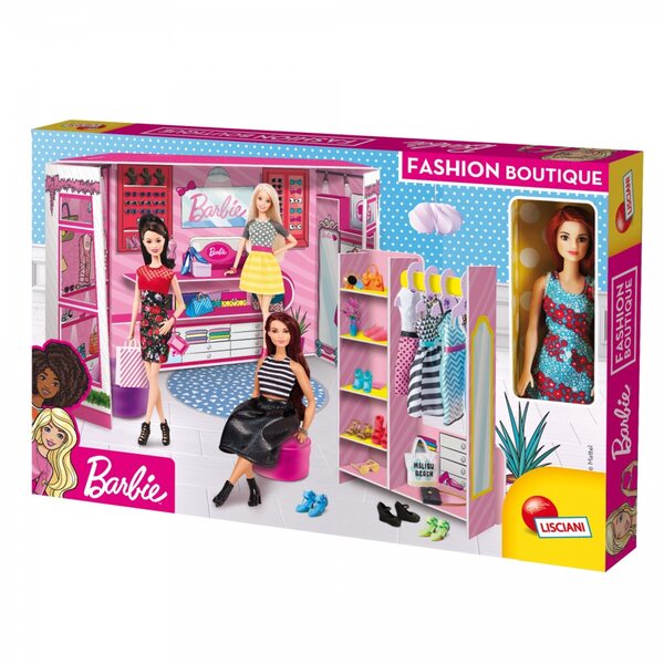 Barbie Fashion Boutique mit Puppe und Zubehör, kreatives Spielset für Kinder ab 6 Jahren