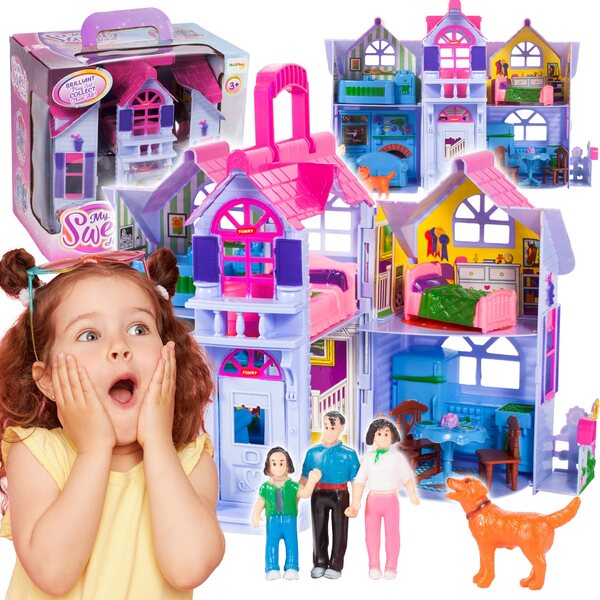 Casa delle bambole pieghevole MalPlay da 26 cm con mobili e suono per bambini 3+