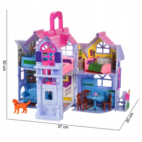 Casa delle bambole pieghevole MalPlay da 26 cm con mobili e suono per bambini 3+