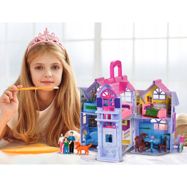 Casa delle bambole pieghevole MalPlay da 26 cm con mobili e suono per bambini 3+