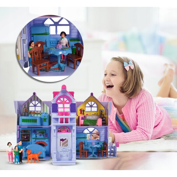 Casa delle bambole pieghevole MalPlay da 26 cm con mobili e suono per bambini 3+