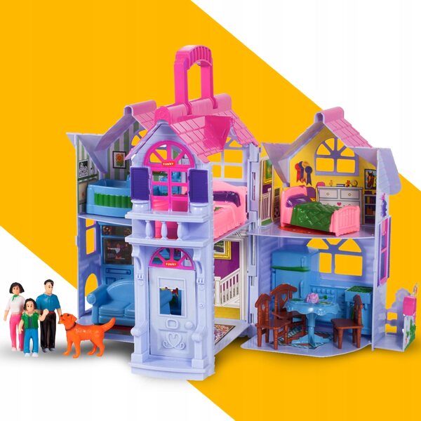 Casa delle bambole pieghevole MalPlay da 26 cm con mobili e suono per bambini 3+