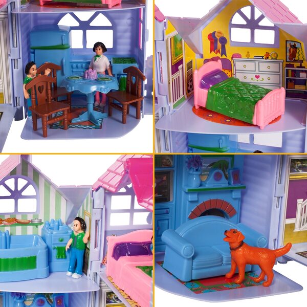 Casa delle bambole pieghevole MalPlay da 26 cm con mobili e suono per bambini 3+