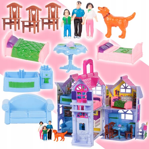 Casa delle bambole pieghevole MalPlay da 26 cm con mobili e suono per bambini 3+