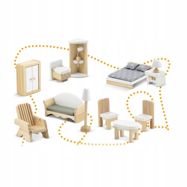 Grande casetta in legno per bambole a 3 piani RicoKids 70 cm - gioco creativo 3+