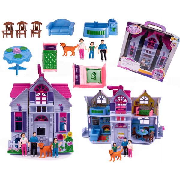 Cottage per bambole LandToys Multi Angle con 6 stanze e arredi in valigia