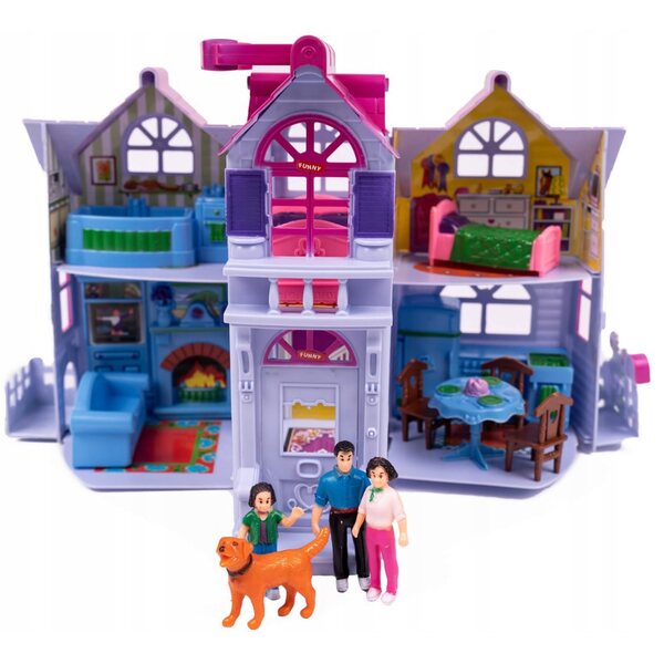 Cottage per bambole LandToys Multi Angle con 6 stanze e arredi in valigia
