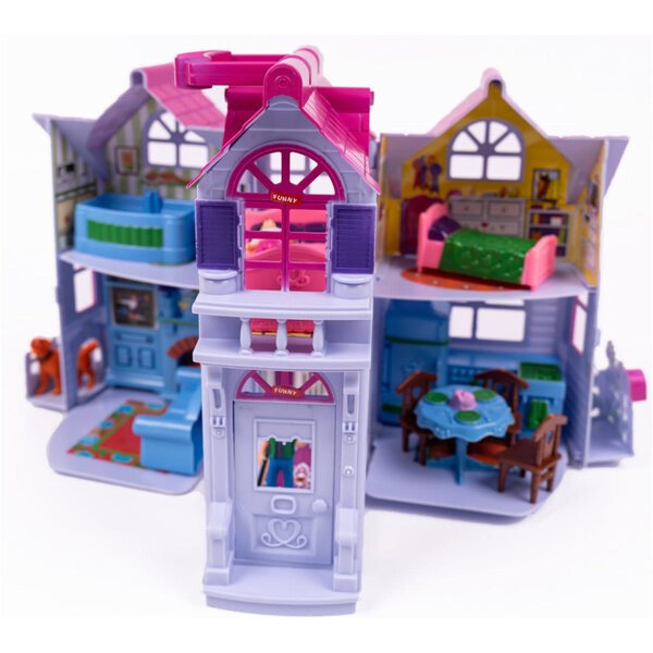 Cottage per bambole LandToys Multi Angle con 6 stanze e arredi in valigia
