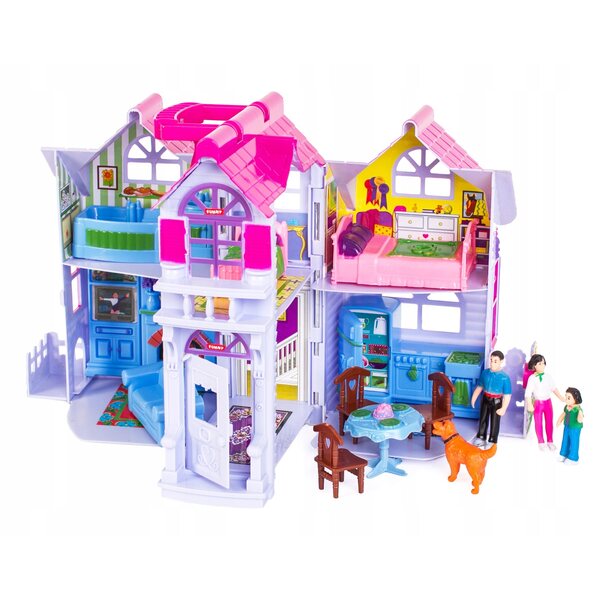Doris DHF611 Puppenhaus – groß, faltbar mit Möbeln und Figuren 28 cm