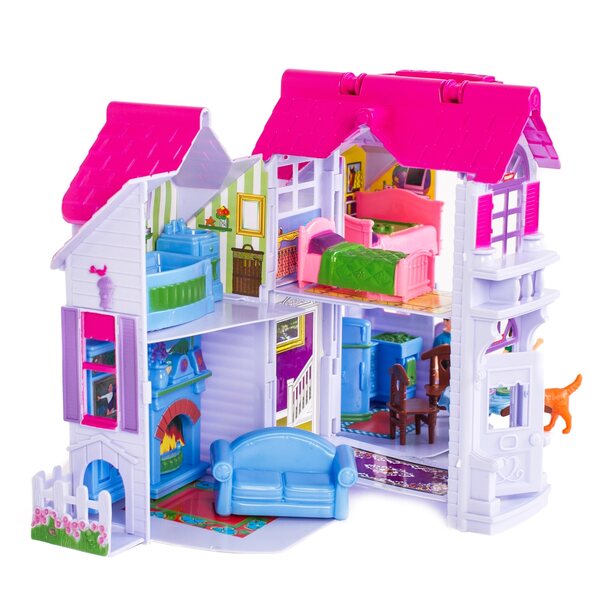 Doris DHF611 Puppenhaus – groß, faltbar mit Möbeln und Figuren 28 cm