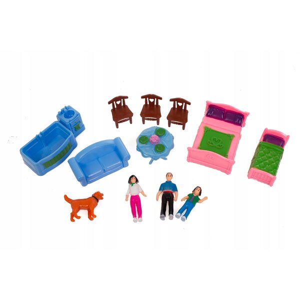 Doris DHF611 Puppenhaus – groß, faltbar mit Möbeln und Figuren 28 cm