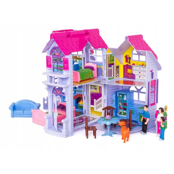 Doris DHF611 Puppenhaus – groß, faltbar mit Möbeln und Figuren 28 cm