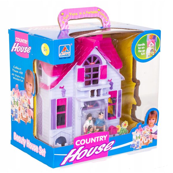 Doris DHF611 Puppenhaus – groß, faltbar mit Möbeln und Figuren 28 cm