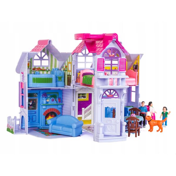 Doris DHF611 Puppenhaus – groß, faltbar mit Möbeln und Figuren 28 cm