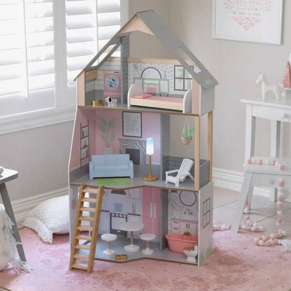 KidKraft Grande Casetta in Legno per Bambole con Mobili e Luci per Bambini 3+
