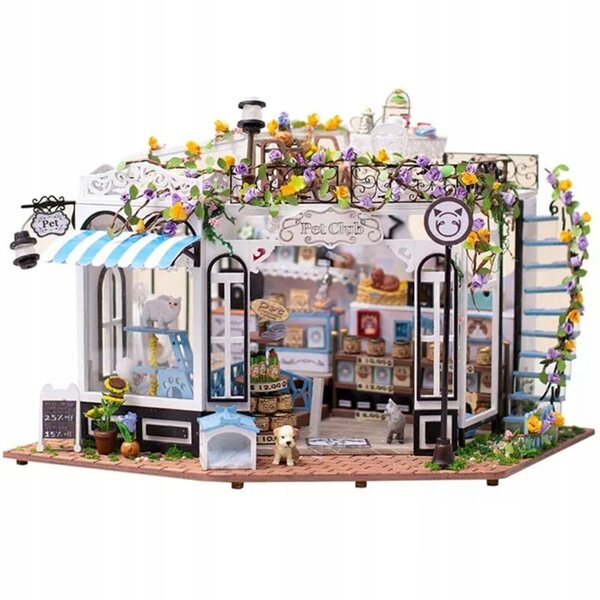 Domku Pet Club Miniatur-3D-Puzzle mit LED und einfachem Holzmontagesystem