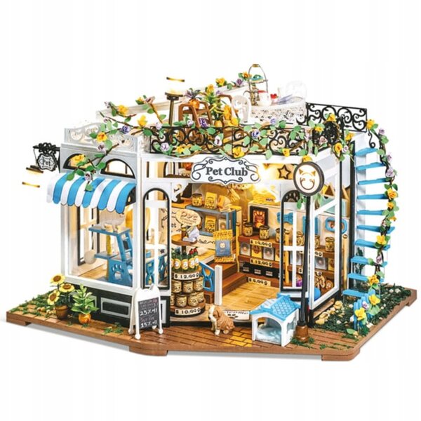 Domku Pet Club Miniatur-3D-Puzzle mit LED und einfachem Holzmontagesystem