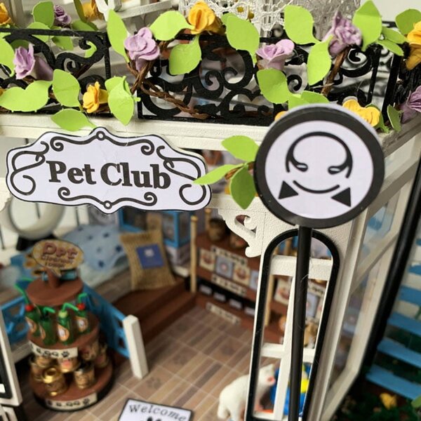 Domku Pet Club Miniatur-3D-Puzzle mit LED und einfachem Holzmontagesystem