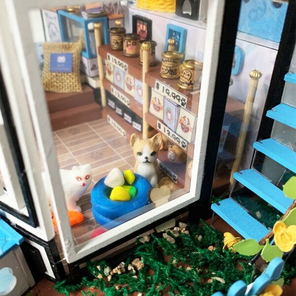 Domku Pet Club Miniatur-3D-Puzzle mit LED und einfachem Holzmontagesystem