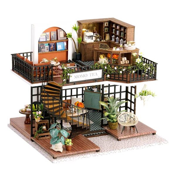 Habarri 22cm Puppenhaus mit LED und Soundeffekten, aus Holz