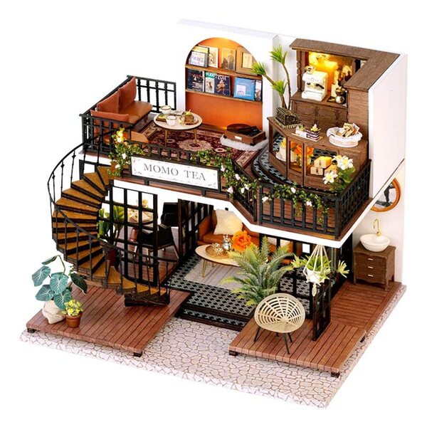 Habarri 22cm Puppenhaus mit LED und Soundeffekten, aus Holz