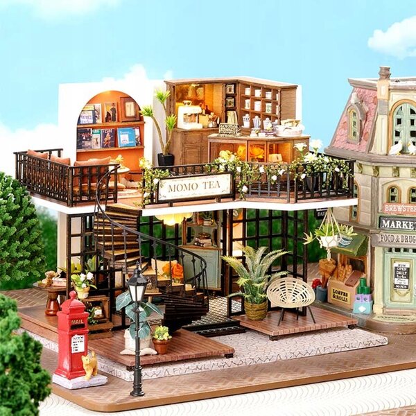 Habarri 22cm Puppenhaus mit LED und Soundeffekten, aus Holz