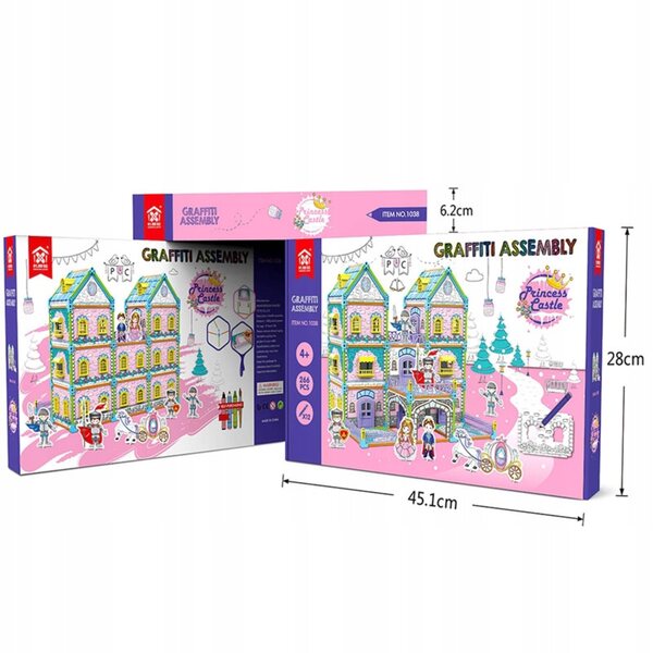 Casetta in cartone per colorare il Castello della Principessa - giocattolo creativo fai da te per bambini