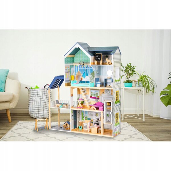 Dollhouse in legno grande 138 cm Rezydencja Maya 4 piani per bambini 3+
