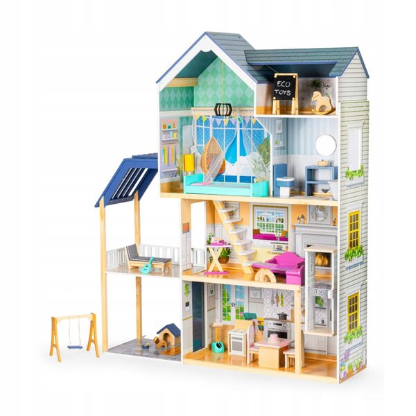 Dollhouse in legno grande 138 cm Rezydencja Maya 4 piani per bambini 3+
