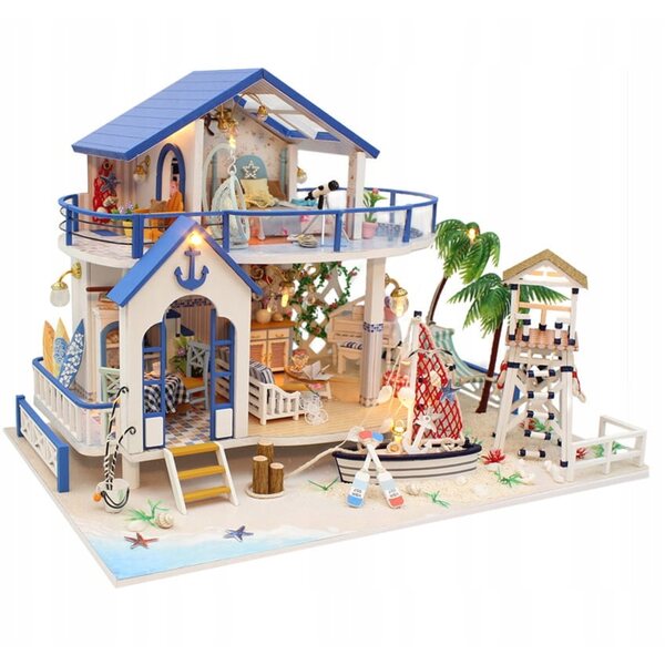 Puppenhaus Habarri 01 Miniatur mit LED, 22 cm, Geschichte des Meeres