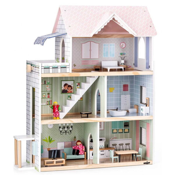 Casa delle bambole di Woody Molly 80 cm in legno XXL per bambine da 3 anni