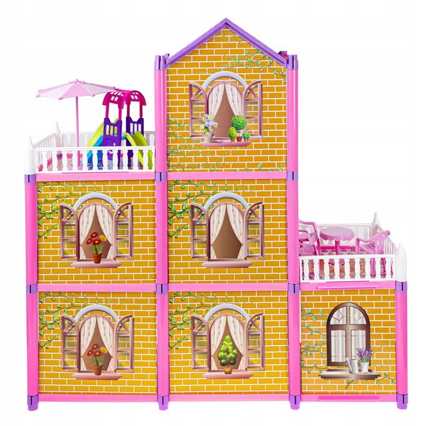 Click4TOYS My Dream House Großes Puppenhaus mit Möbeln und 2 Puppen, 60 cm