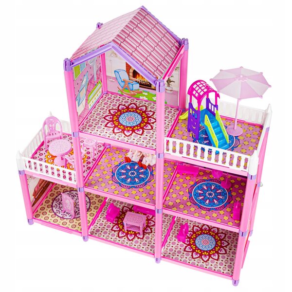 Click4TOYS My Dream House Großes Puppenhaus mit Möbeln und 2 Puppen, 60 cm