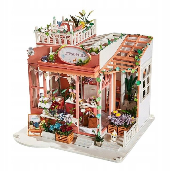 Habarri 01 8cm Puppenhaus mit LED-Beleuchtung und Holzelementen