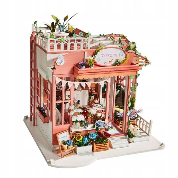 Habarri 01 8cm Puppenhaus mit LED-Beleuchtung und Holzelementen