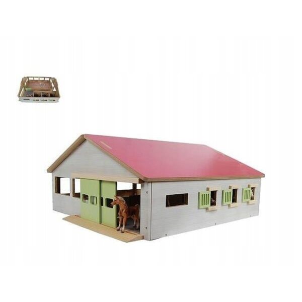 Kids Globe Stalla in legno 3 box e arena 1:32 per amanti dei cavalli