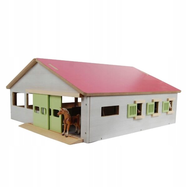 Kids Globe Stalla in legno 3 box e arena 1:32 per amanti dei cavalli