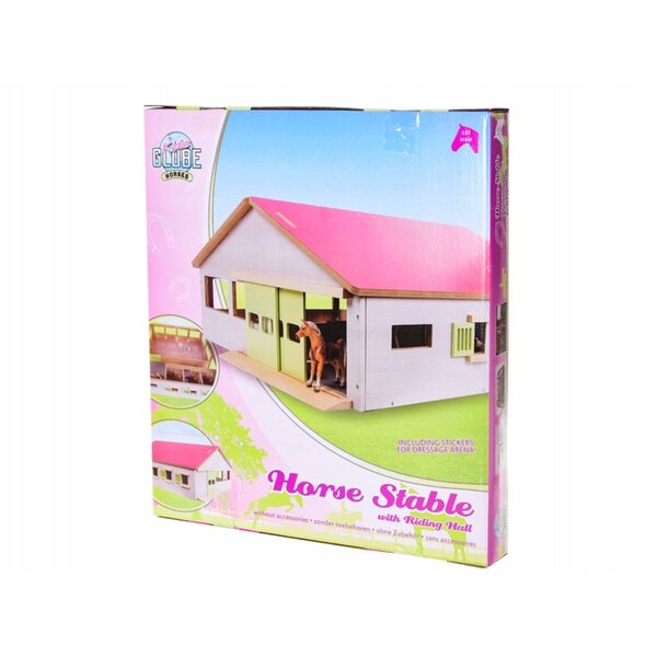 Kids Globe Stalla in legno 3 box e arena 1:32 per amanti dei cavalli