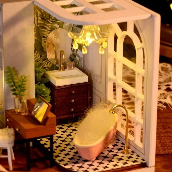 DIY Miniatur-Okna-Barcelony-Haus mit LED für den Selbstzusammenbau 9+