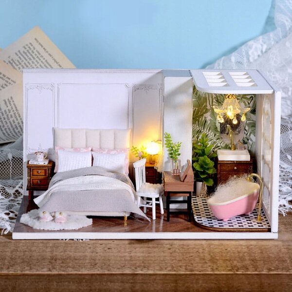 DIY Miniatur-Okna-Barcelony-Haus mit LED für den Selbstzusammenbau 9+
