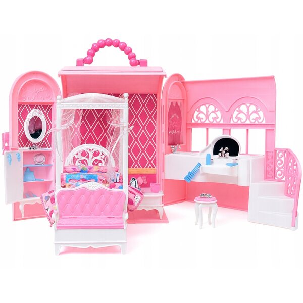 Casa delle bambole Nicola Toys Valigia rosa da 40 cm con mobili e accessori