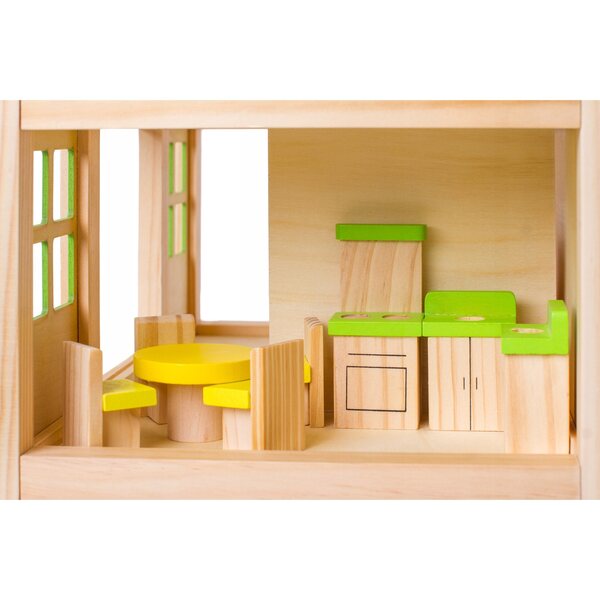 Doris' hölzernes Puppenhaus, 38 cm, mit 24 Möbeln, für Kinder ab 3 Jahren