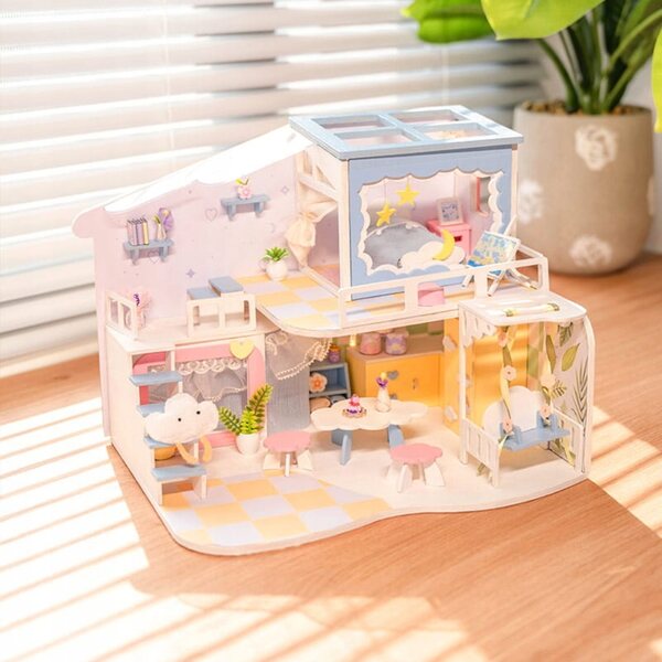 Habarri Frühlingserwachen Puppenhaus – DIY Miniatur-Holzmodell