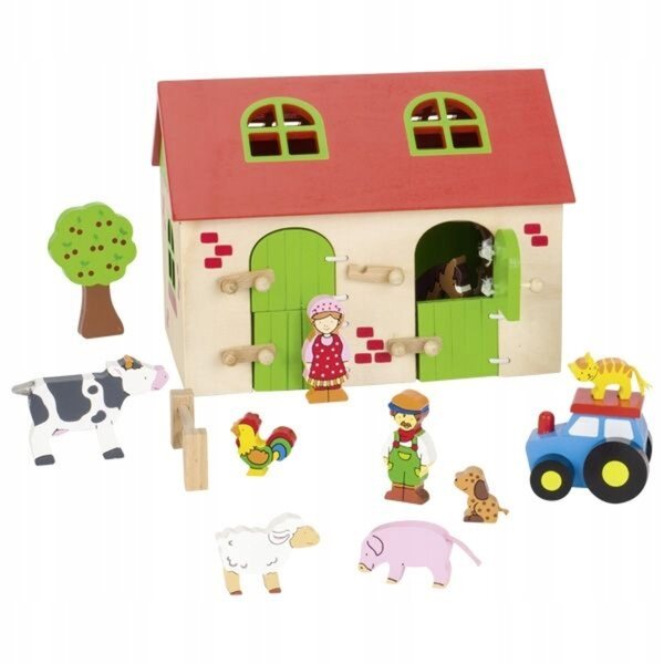 Giochi in legno Goki - Set fattoria educativa con 13 pezzi per bambini 3+