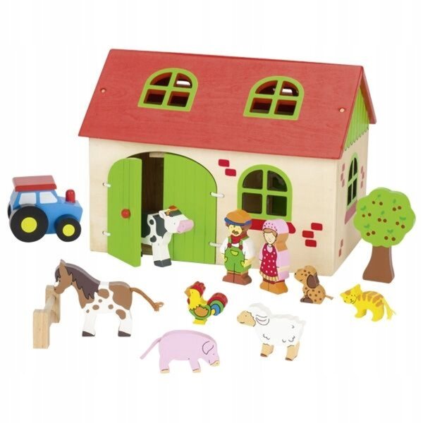 Giochi in legno Goki - Set fattoria educativa con 13 pezzi per bambini 3+