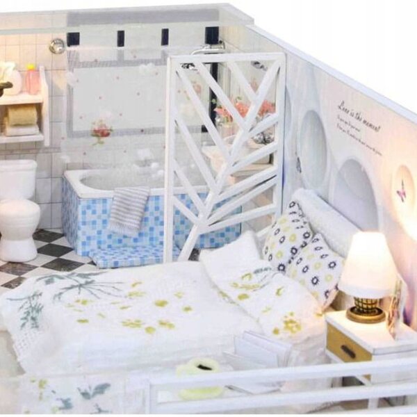 Doppelstöckiges Miniatur-Schneewittchenhaus mit Habarri-LED-Lichtern für Kinder ab 7 Jahren