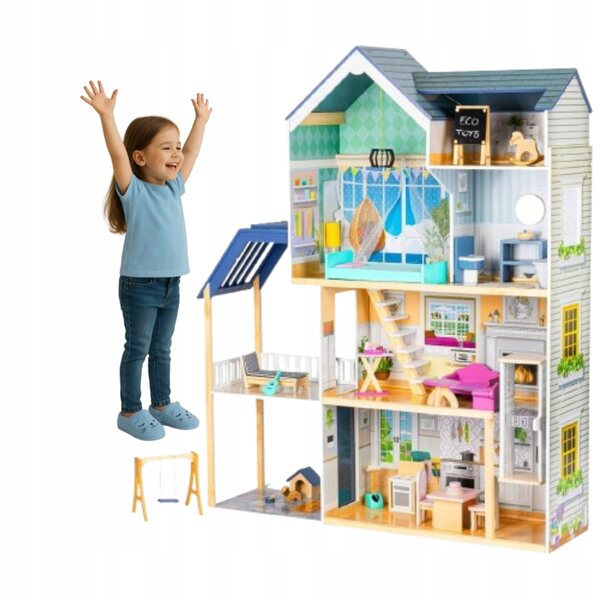 Casa delle bambole XXL Residence MAYA con mobili in legno 138 cm, 4 livelli
