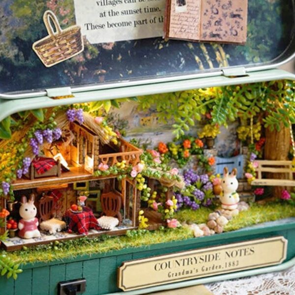 Maison miniature en bois Sielski Zakątek avec lumières LED pour enfants à partir de 9 ans
