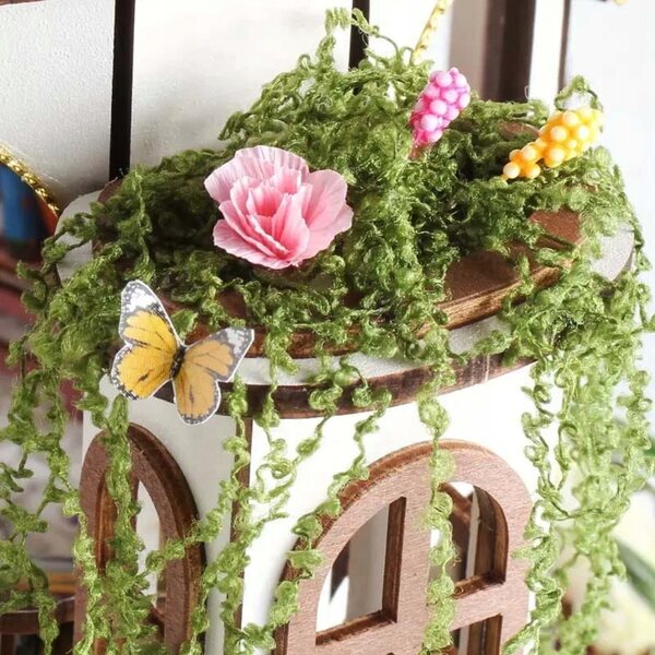 Miniatura casa giardino con LED - modello fai da te in legno per bambini 9+